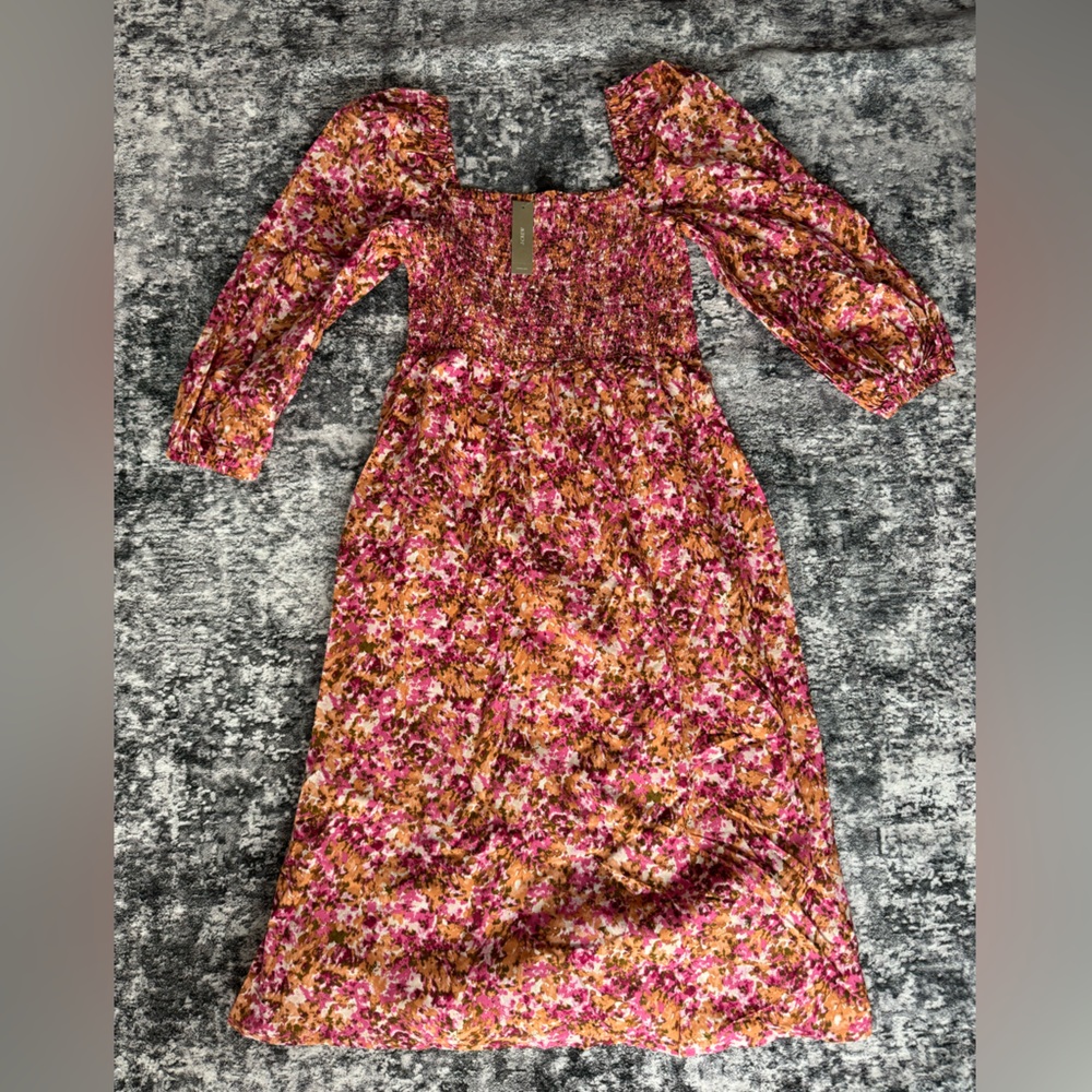 J. Crew Floral Pink and Orange Dress